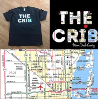 a t - shirt with the word 'the crib' and a map